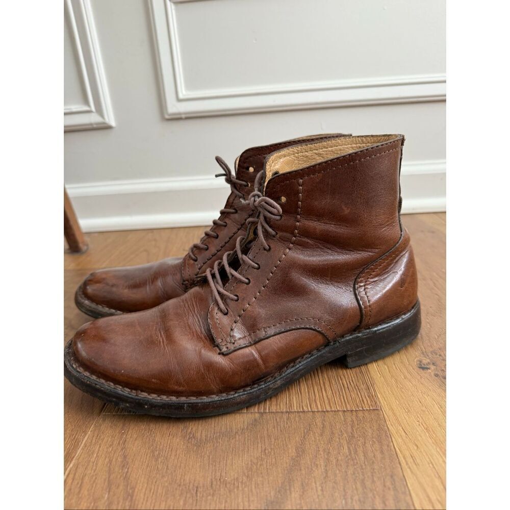 Frye Corey Cognac Brown Lace Up Leather Boots $268 7 D